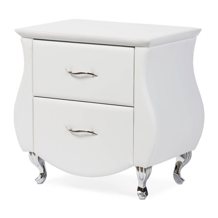 Baxton Studio Erin Modern and Contemporary White Faux Leather Upholstered Nightstand 120-6441